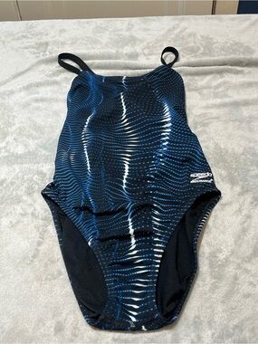 Speedo Women' Navy & White Wave One-Piece Swimsuit